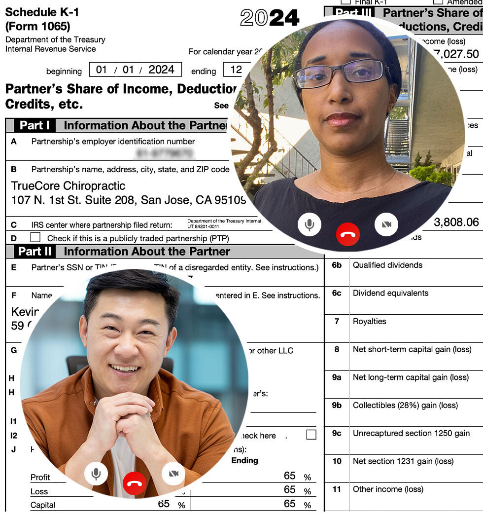 Why Choose Us? Bookkeeper FaceTiming Chiropractor about Schedule K1.